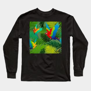 Tropical Parrot Pattern Long Sleeve T-Shirt